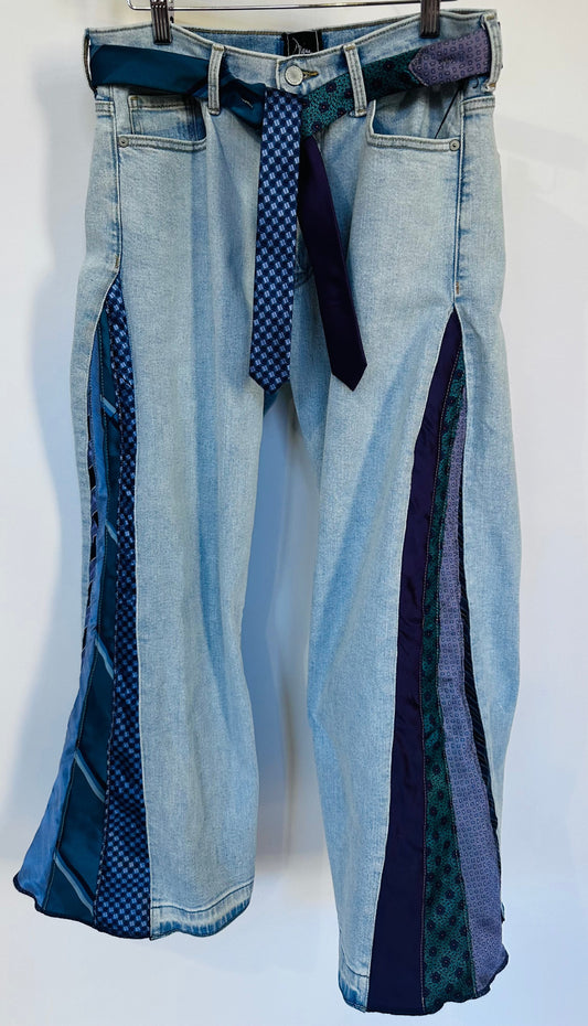 light wash purple tie flare bells [8/29]