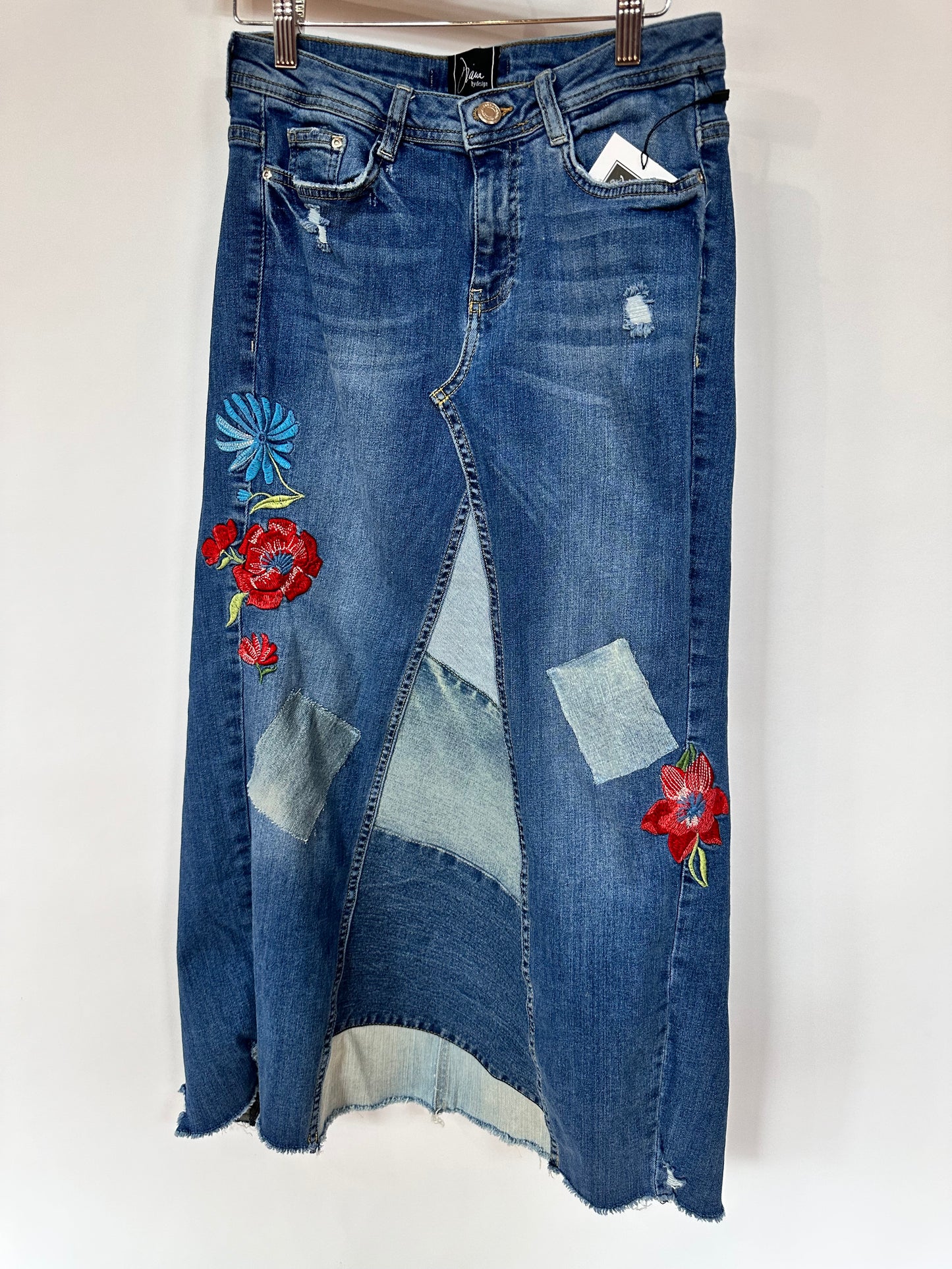 floral embroidered patched denim maxi skirt, [2/26]