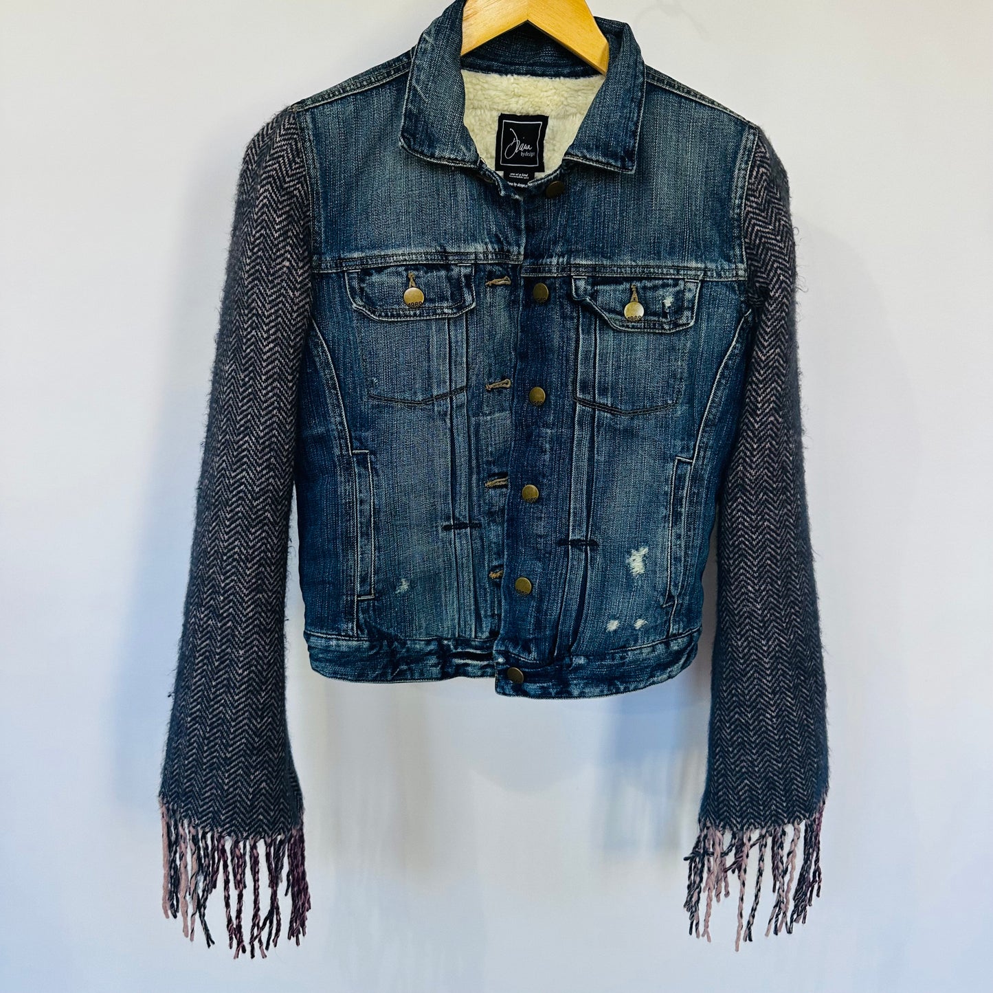 sherpa lined denim jacket [s]