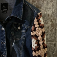 Load image into Gallery viewer, latte granny squares + denim jacket
