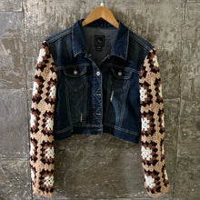 Load image into Gallery viewer, latte granny squares + denim jacket
