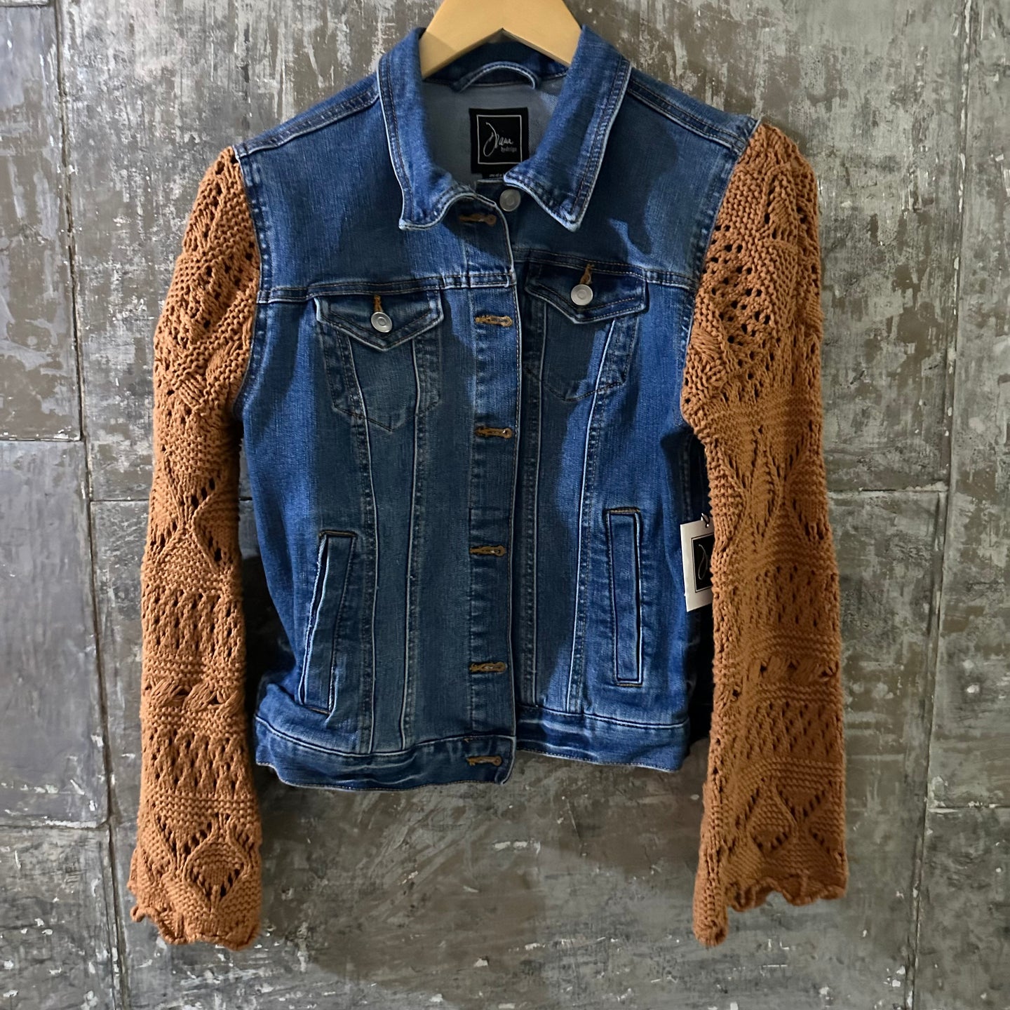 pumpkin knit + denim jacket