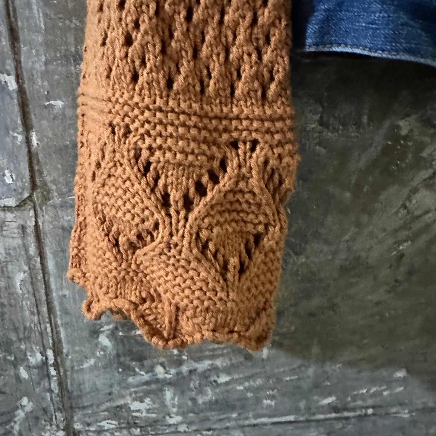 pumpkin knit + denim jacket
