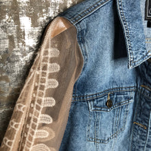 Load image into Gallery viewer, tough + tender lace denim jacket
