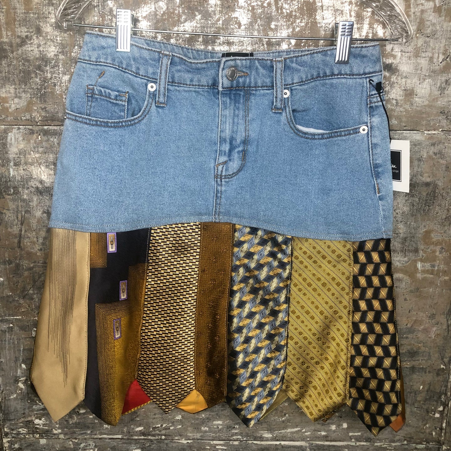 golden wide + skinny tie skirt, (size 6/28)