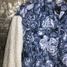 Load image into Gallery viewer, blue + white floral slouchy denim jacket
