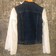 Load image into Gallery viewer, classic blue denim jacket + baby doll bells
