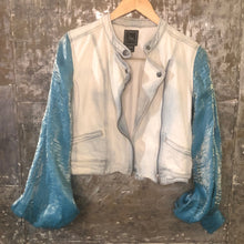 Load image into Gallery viewer, seafoam shimmer  balloon bells + soft butter zip denim
