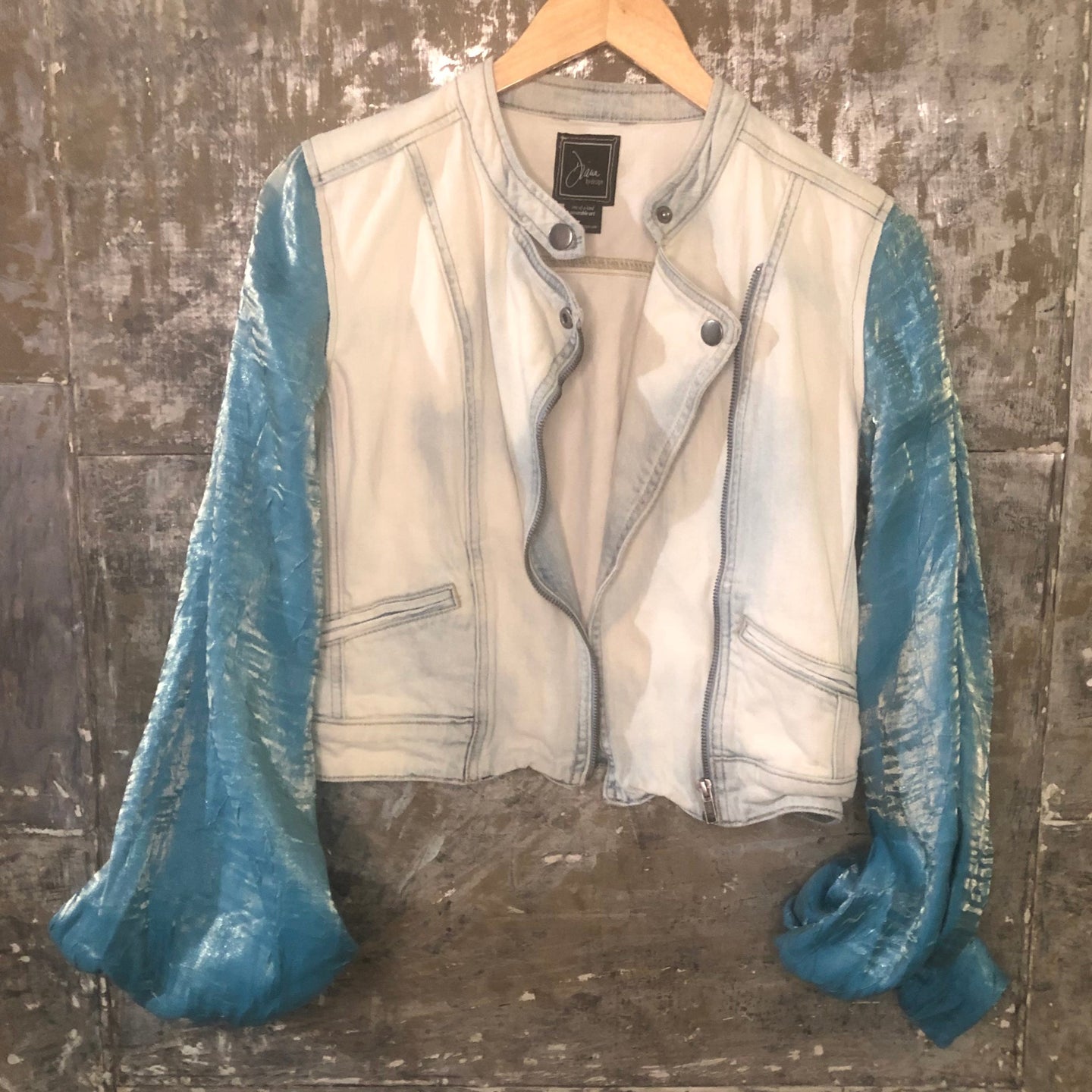 seafoam shimmer  balloon bells + soft butter zip denim