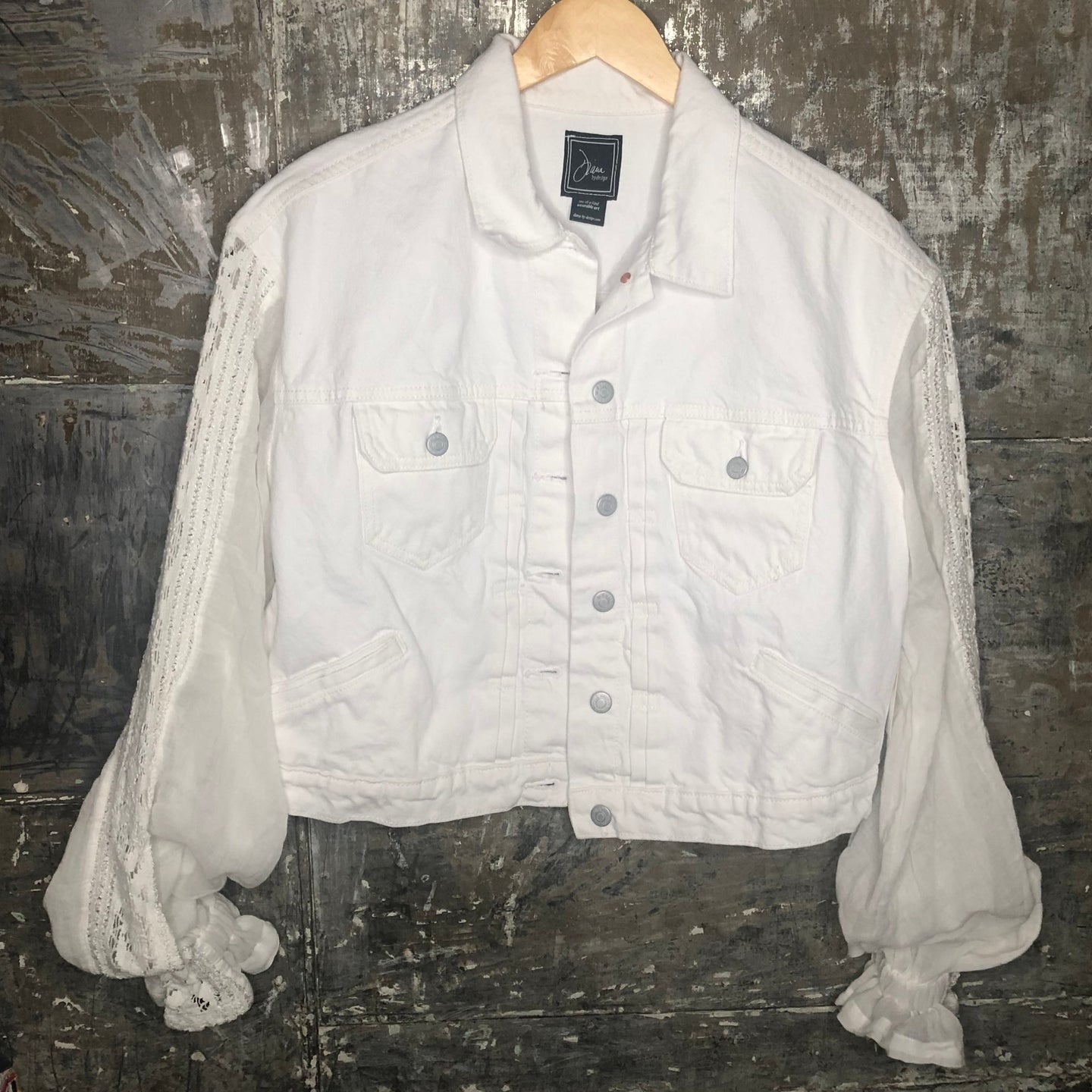 white boxy denim jacket + soft balloon bells