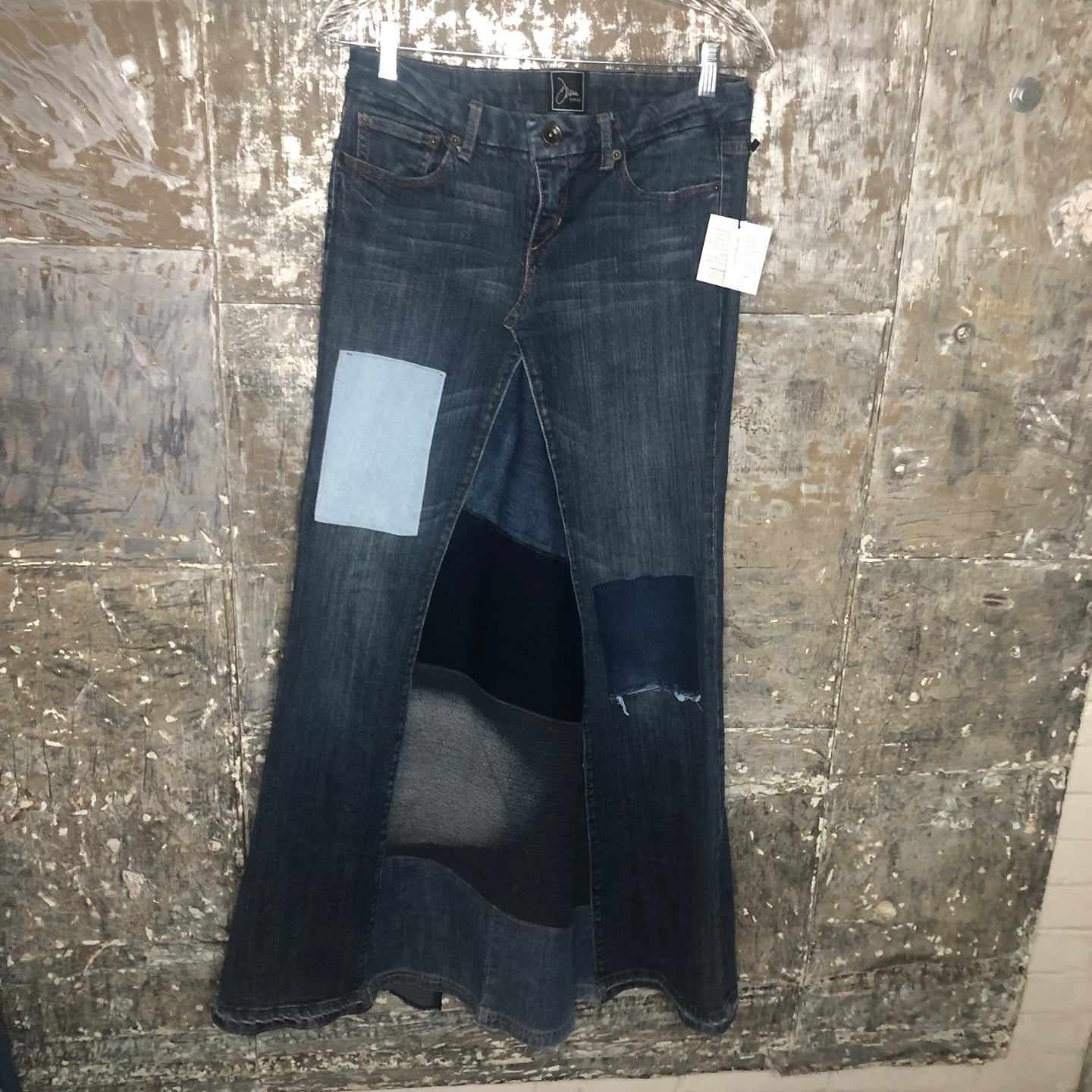 dark denim maxi skirt, (size 7)