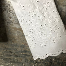 Load image into Gallery viewer, eyelet bells + feminine tailored white denim jacket
