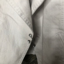 Load image into Gallery viewer, eyelet bells + feminine tailored white denim jacket
