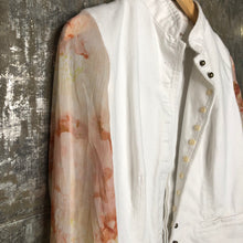 Load image into Gallery viewer, feminine tailored floaty sleeve + white denim jacket
