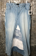Load image into Gallery viewer, light blue striped maxi denim skirt, (size 12-14)
