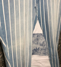 Load image into Gallery viewer, light blue striped maxi denim skirt, (size 12-14)

