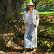 Load image into Gallery viewer, pinstriped joe&#39;s maxi denim skirt, (size 27)

