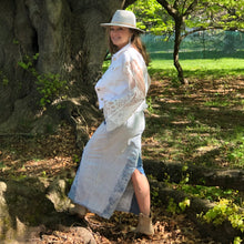 Load image into Gallery viewer, pinstriped joe&#39;s maxi denim skirt, (size 27)
