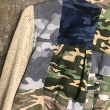 Load image into Gallery viewer, multi color fun camo shirt jacket + scooch knit sleeves
