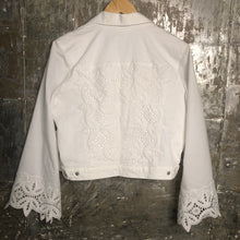 Load image into Gallery viewer, white on white lace detailed jacket
