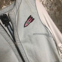 Load image into Gallery viewer, zip distressed fringed retro denim jacket + big lace bell sleeves
