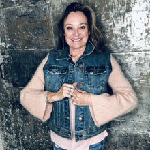 Load image into Gallery viewer, rosy sweater, fringe + distressed denim
