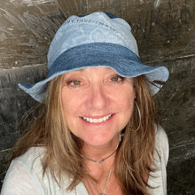 Load image into Gallery viewer, blue denim + light floral print reversible bucket hat
