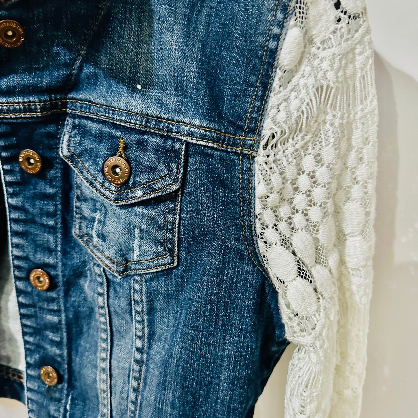 white lace + classic blue denim jacket [s]