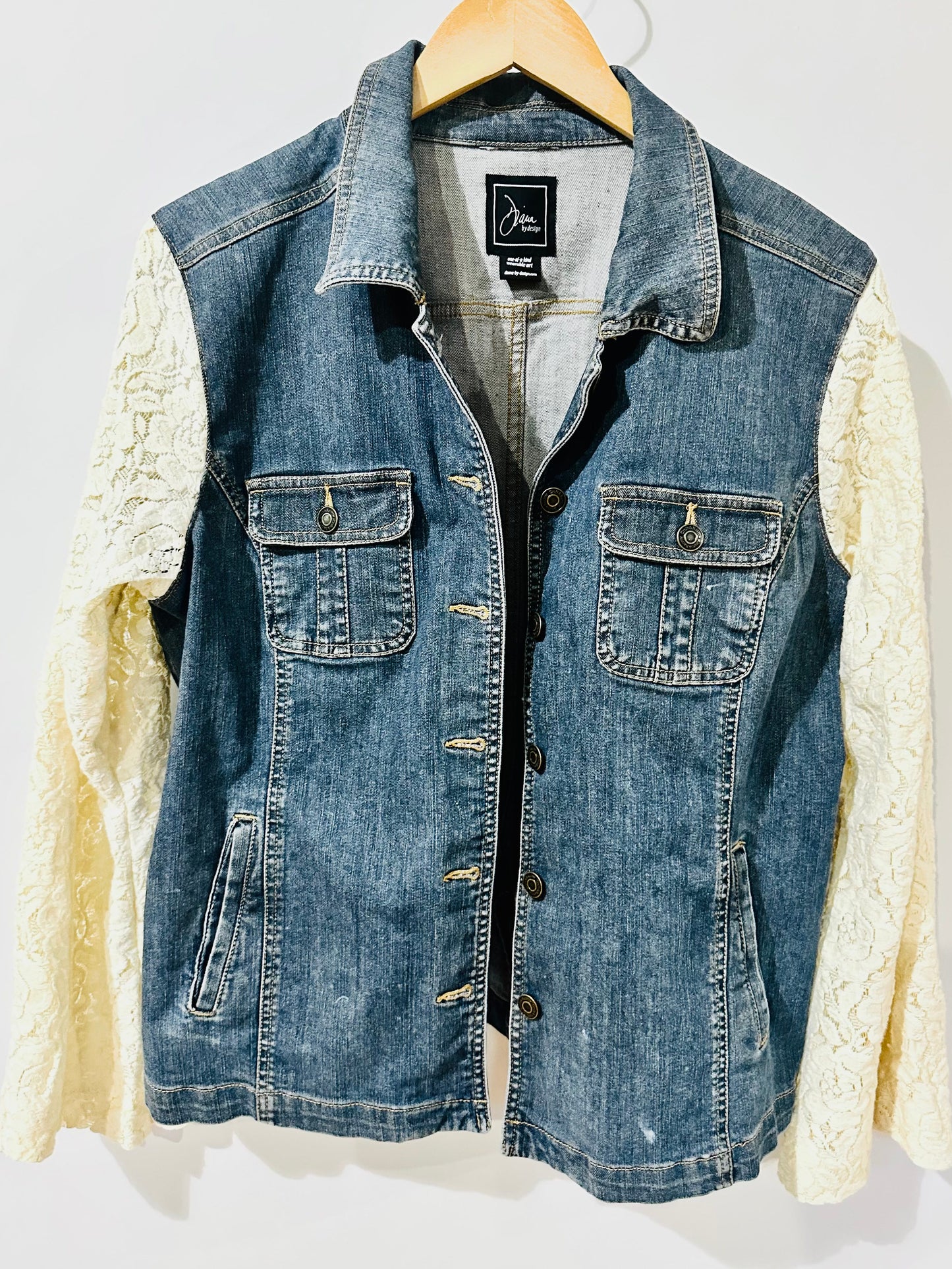 vanilla rose lace + barn jacket denim [l/xl]