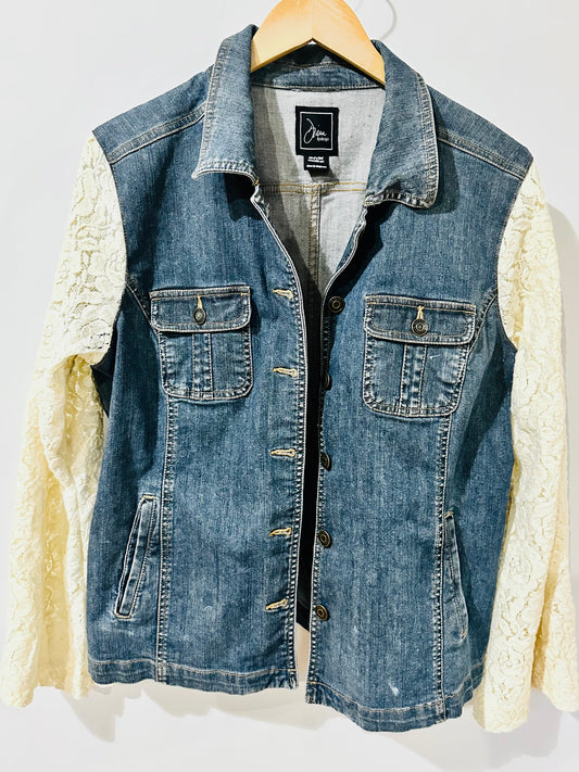 vanilla rose lace + barn jacket denim [l/xl]