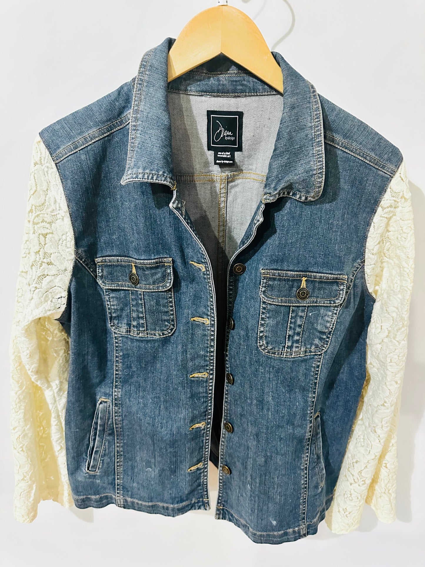 vanilla rose lace + barn jacket denim [l/xl]