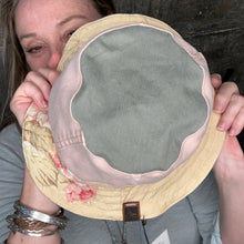 Load image into Gallery viewer, fun patch floral + light blue denim reversible bucket hat
