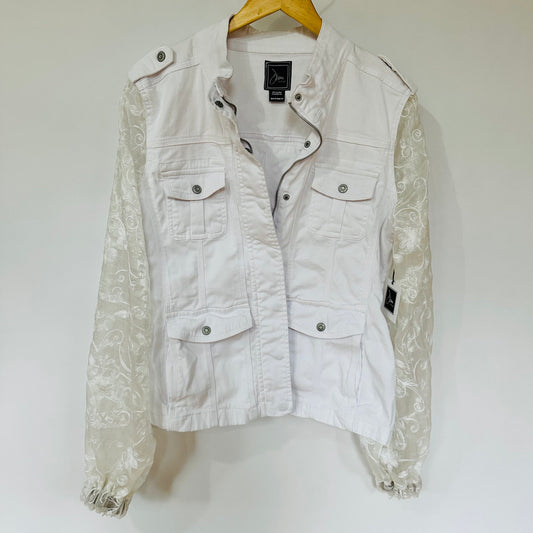 white on white cargo jacket with sheer sleeves [m/l]
