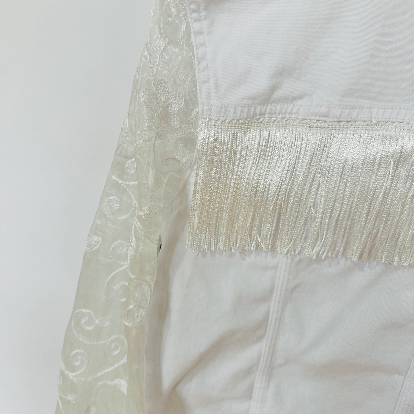 white on white cargo jacket with sheer sleeves [m/l]
