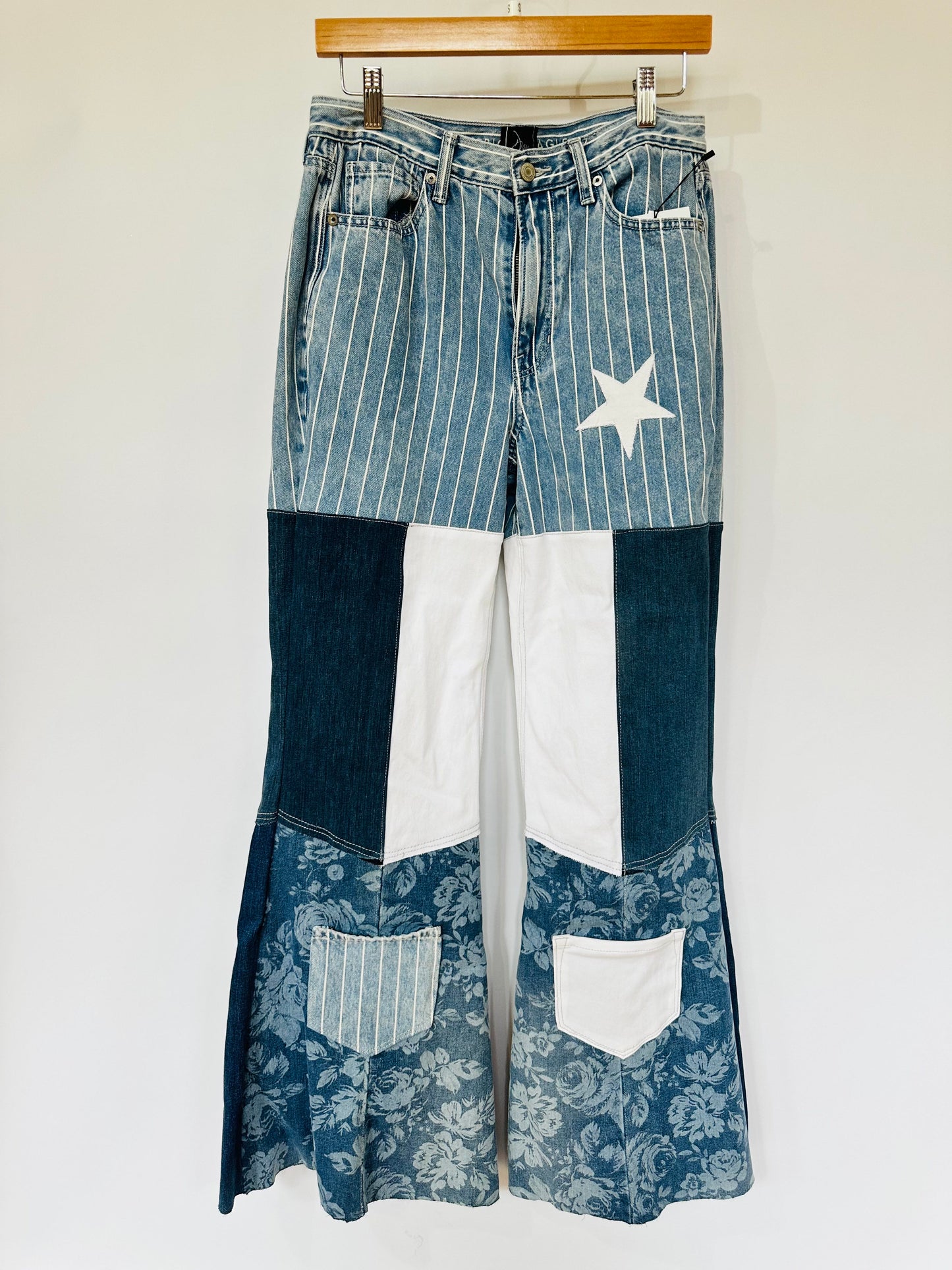 high rise vintage striped patchy bell bottoms [6/28]