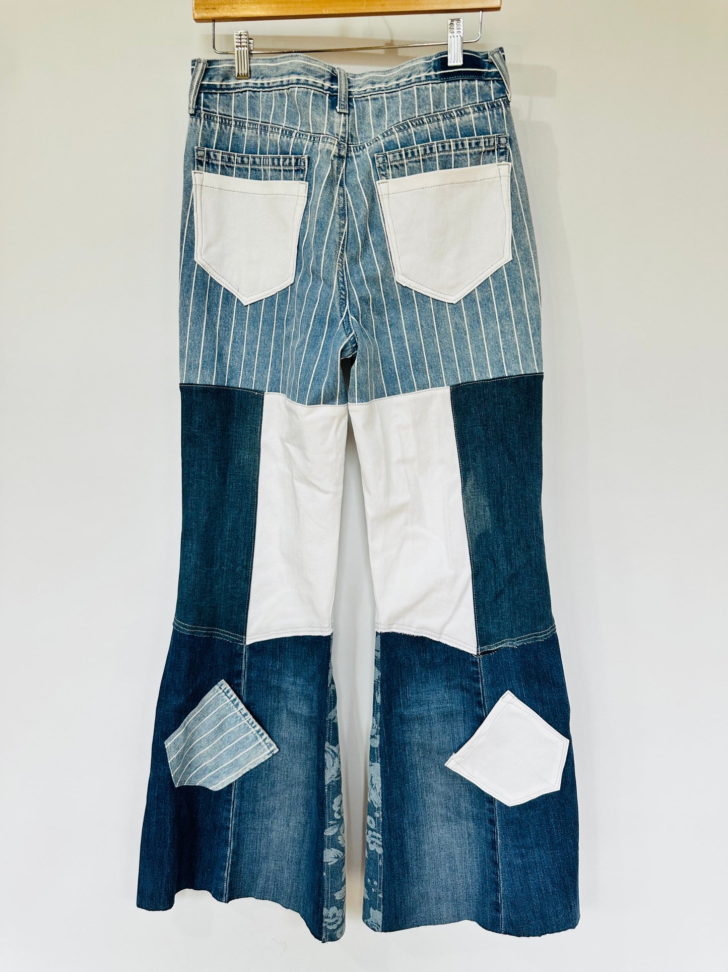 high rise vintage striped patchy bell bottoms [6/28]