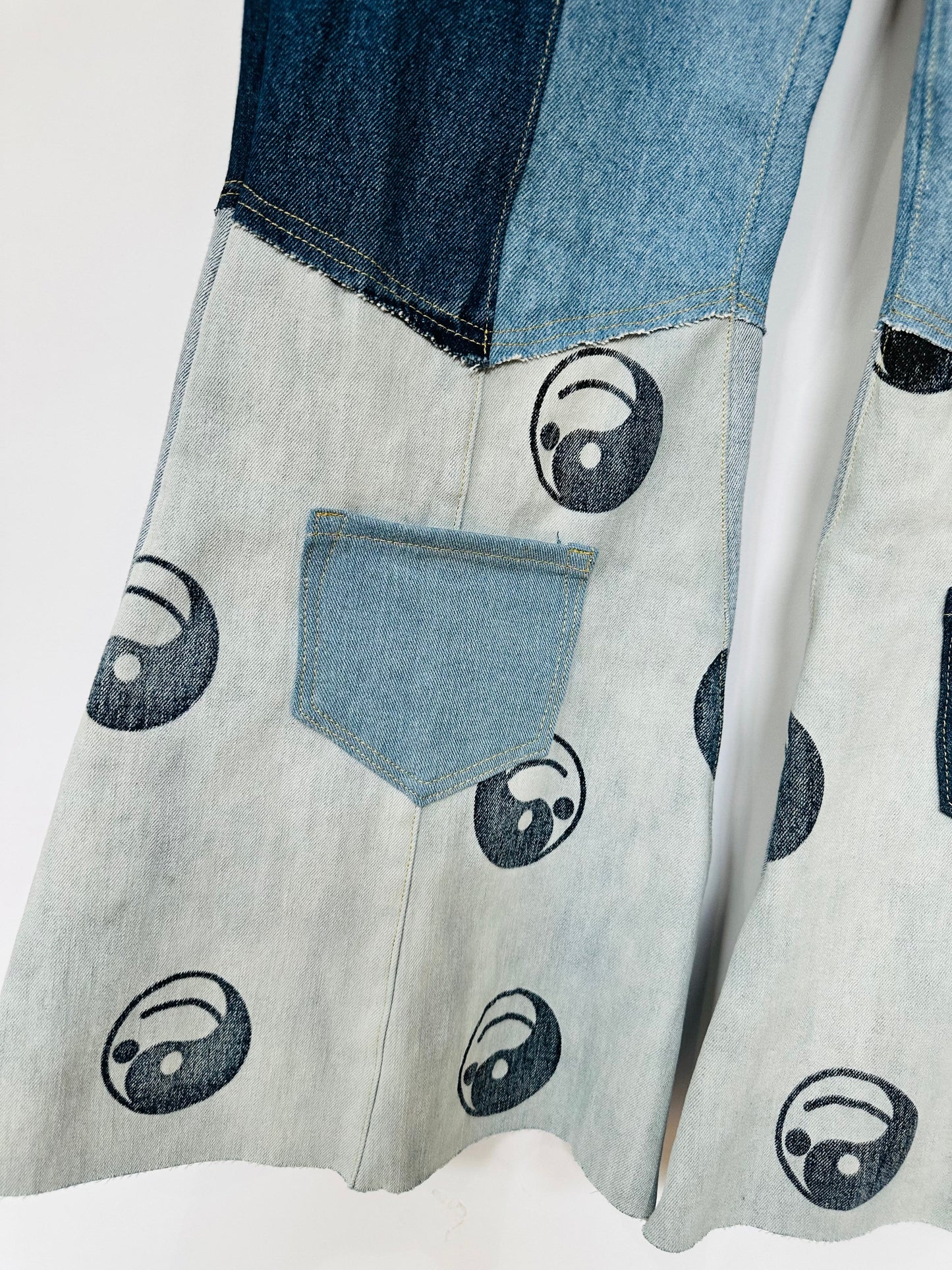 high rise yin yang patchy curvy bell bottoms [8/29]