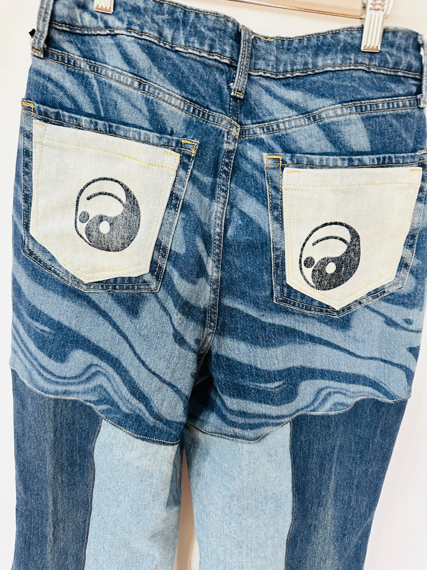 high rise yin yang patchy curvy bell bottoms [8/29]