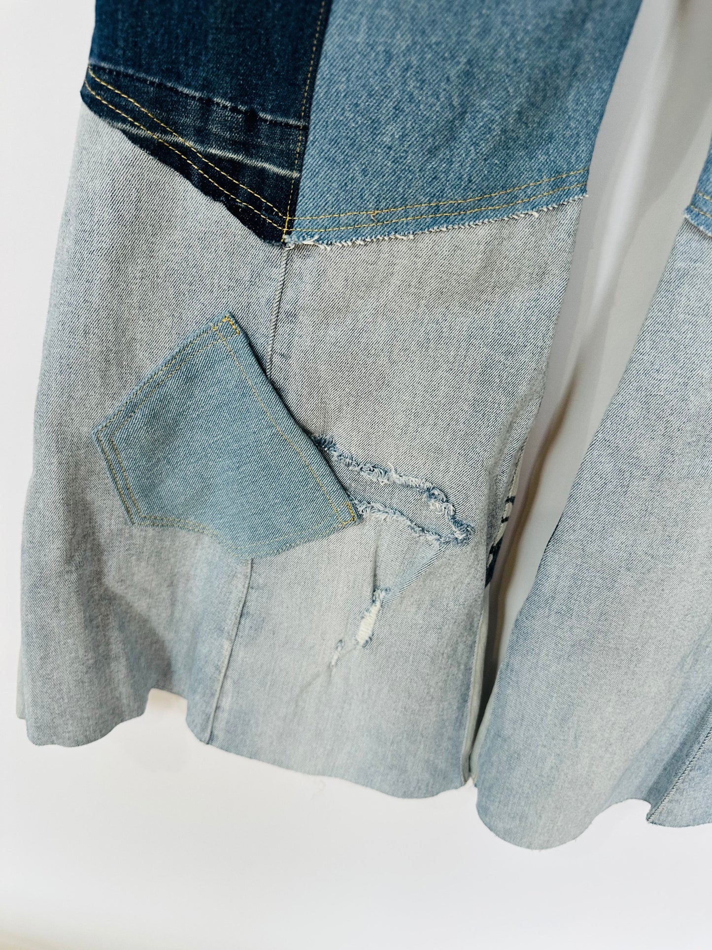 high rise yin yang patchy curvy bell bottoms [8/29]