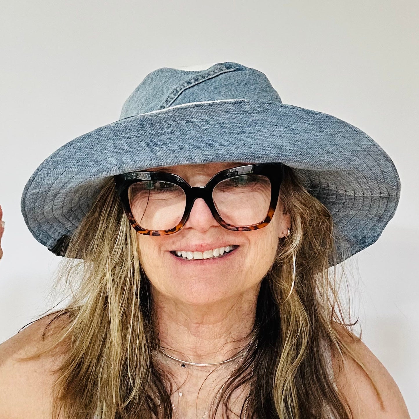 bold stripes reversible denim sunhat hat [s/m]