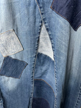 Load image into Gallery viewer, distressed denim patch maxi skirt, (size 12)
