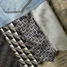 Load image into Gallery viewer, black n blue denim +  tie skirt, (size 28)
