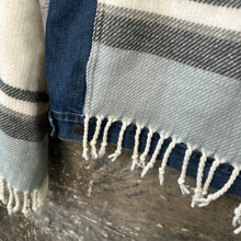 Load image into Gallery viewer, classic denim + fun poncho fringed knit jacket
