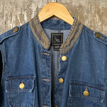 Load image into Gallery viewer, sargent pepper blue denim + black velvet sleeves
