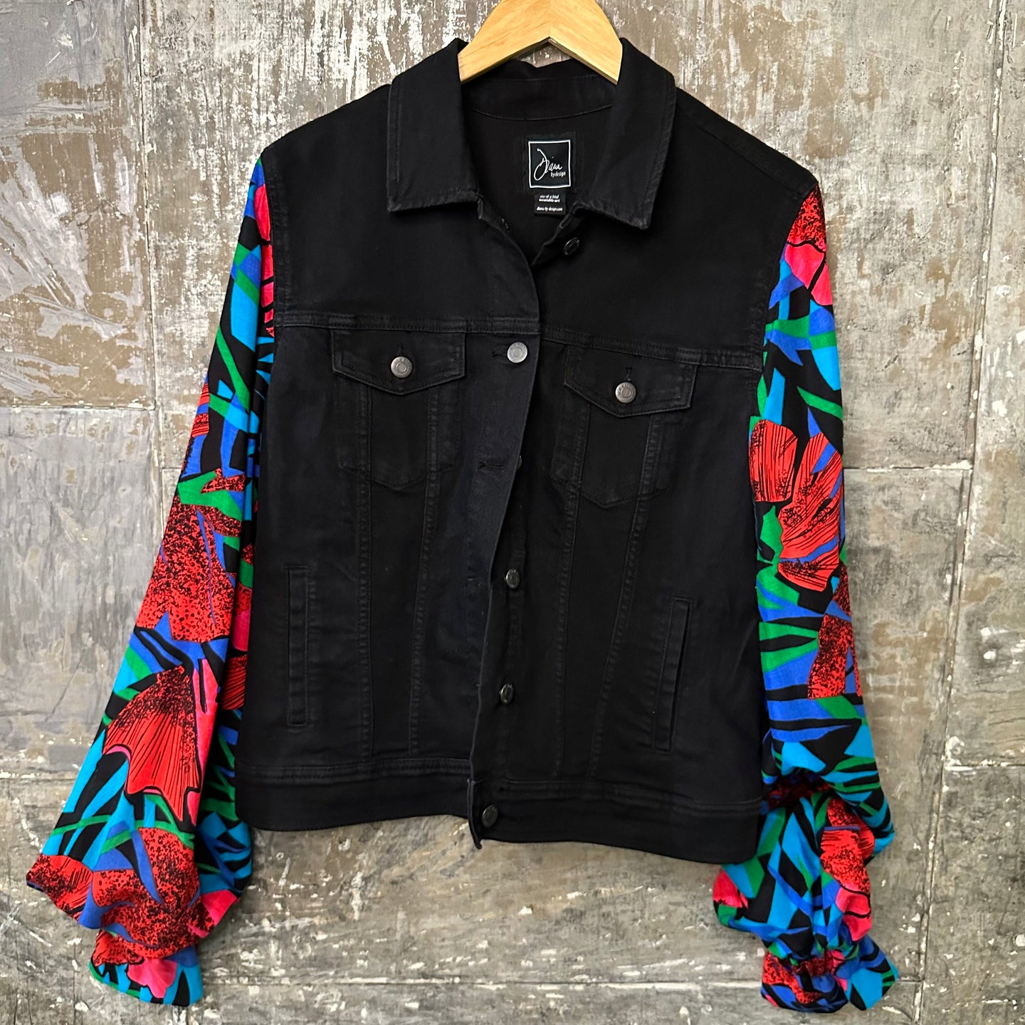 black denim bright balloon bells