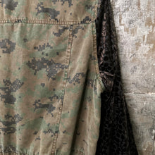 Load image into Gallery viewer, digital camo meets deep olive leaf velvet bell jacket
