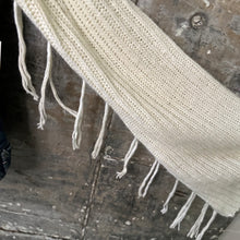 Load image into Gallery viewer, ivory knit bells + classic style denim jacket
