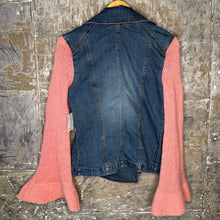 Load image into Gallery viewer, double breasted barbie pink belled denim jacket
