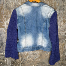 Load image into Gallery viewer, distressed soft snap crop denim + knit bells
