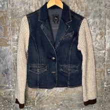 Load image into Gallery viewer, sophisticated dark denim + chunky knit
